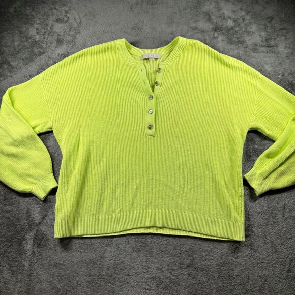 Loft Sweater LOT Pullover Henley Off Shoulder Navy Blue Yellow Size XL C130 - Picture 8 of 14